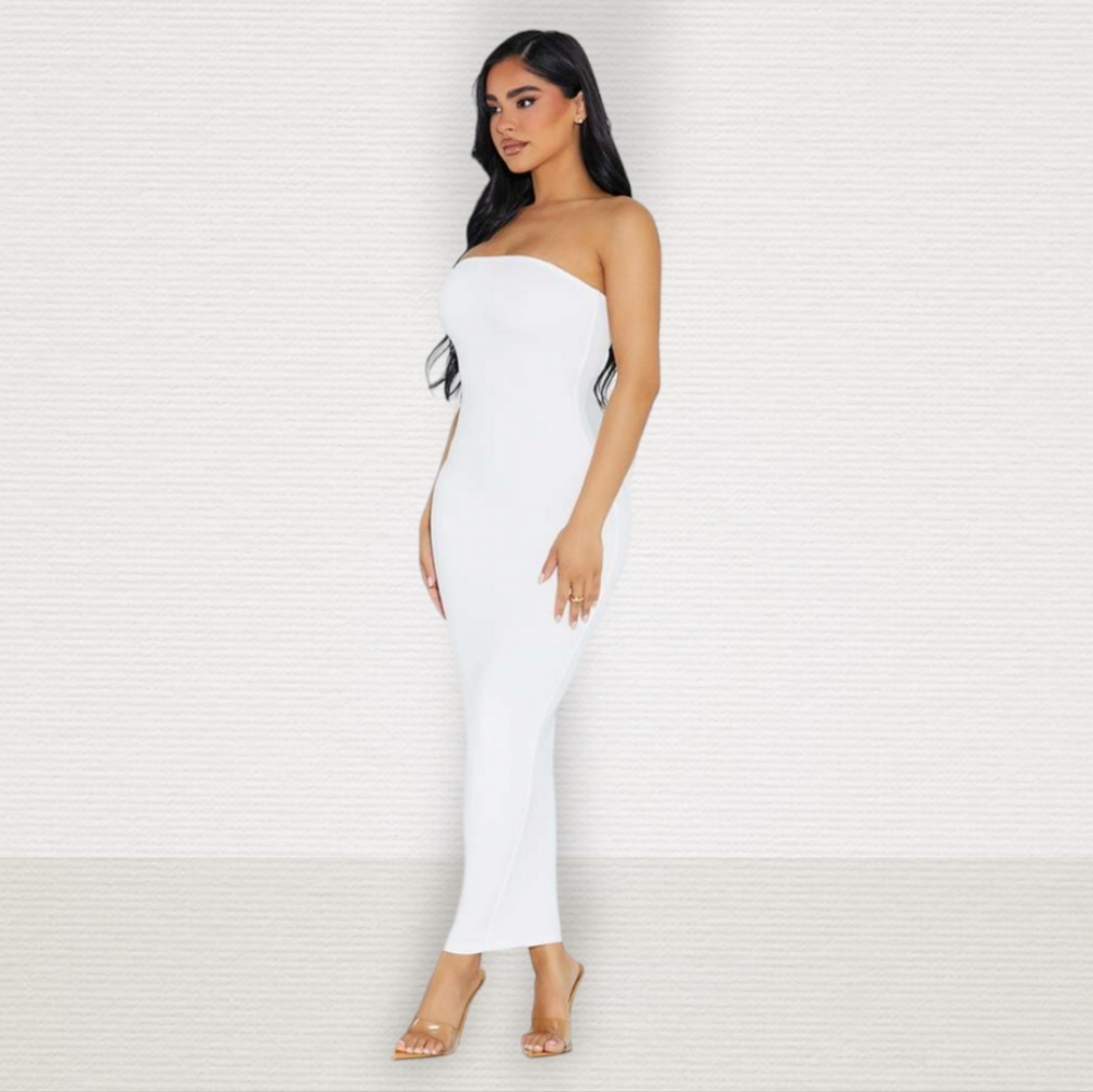 NAKED WARDROBE: THE NW TUBE DRESS, WHITE L - Picture 2 of 16